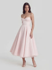 Bustier Stretch Satin Midi Dress