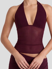 Two Piece Halterneck Sheer Mesh Maxi Dress