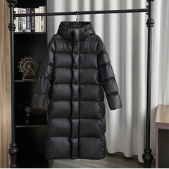 Women's Quilted Down Puffer Coat | Hooded Long Warm Winter Coat