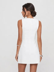 Sleeveless High Neck A-Line Mini Dress