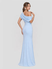 One Shoulder Maxi Dress with Draped-Detailing