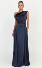 Helena Maxi Dress - Off Shoulder Godet Dress in Navy