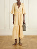 Audacieuse belted tiered linen midi dress