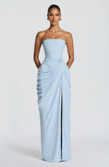 Women's Strapless Maxi Dress | Elegant Corset Slit Evening Maxi Dress