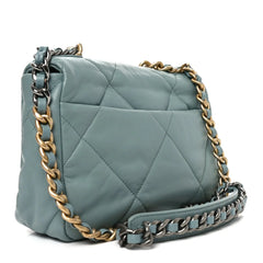 Goatskin Quilted Medium Chanel 19 Flap Light Blue