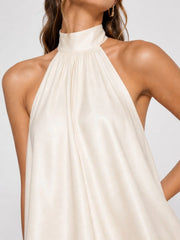 Halterneck Layered Ruffle Stain Maxi Dress