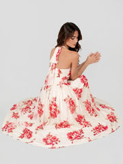 Rose Halter Chiffon Maxi Dress