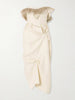 Salm frayed ruffled wool and silk-blend cady midi dress