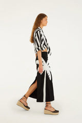 Black Spring Stripes Short Sleeve Crop Top
