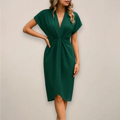 Women's Wrap Midi Dress | Elegant Fluid Wrap Dress