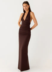 Ilaria Halter Maxi Dress - Chocolate