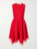 Lace-trimmed jersey midi dress