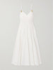 Embellished pleated cotton-blend poplin midi dress