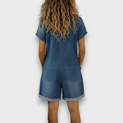 Women's Vintage Denim-Look Jumpsuit | Casual Relaxed-Fit Jumpsuit