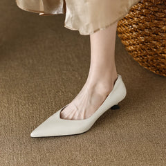 Women's Pointed Toe Kitten Heel Pumps | Slip On Low Heel Court Shoes