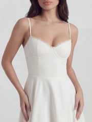 Bustier Stretch Satin Midi Dress