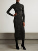 Silk-blend jacquard-knit midi dress
