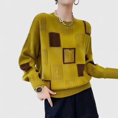 Women's Openwork Knit Sweater | Elegant Round-Neck Pullover