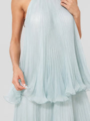 Pleated Chiffon Halter Top & Maxi Skirt Set