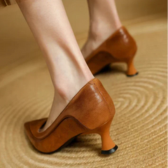 Women's Pointed Toe Kitten Heel Pumps | Slip On Mid Heel Shoes